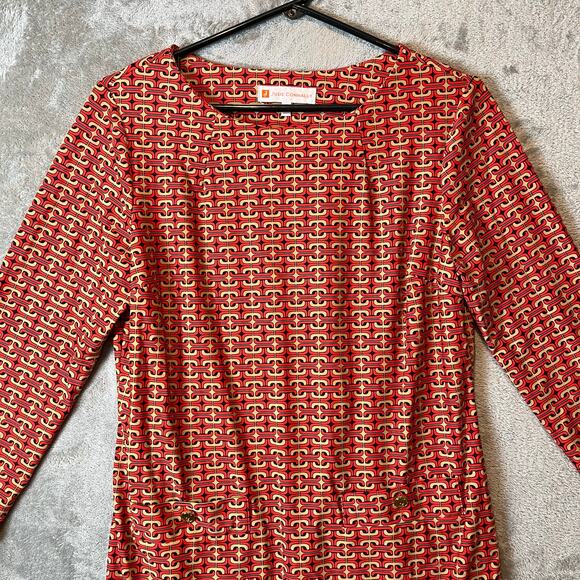 Jude Connally‎ Sabine Dress Chain Link Geo Size Medium Jude Cloth Red Brown - Picture 2 of 7